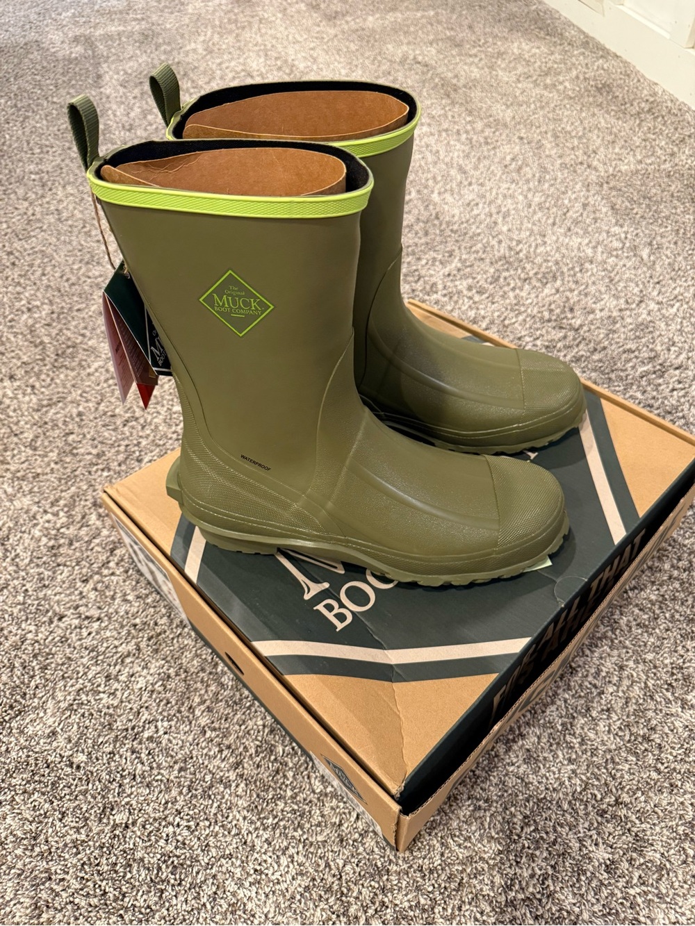 Muck Boot Harvester Mid MRBMM300 Waterproof Rubber Boots Olive Green Men’s 12